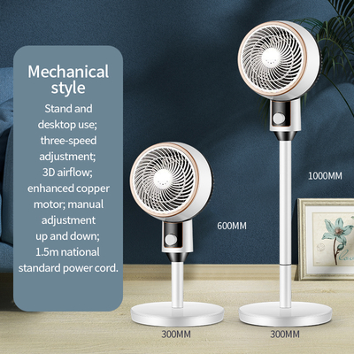 Dual-Use Energy Saving Air Circulator Fan Quiet Pedestal Floor Fan Mechanical Control Plastic for Home/Office