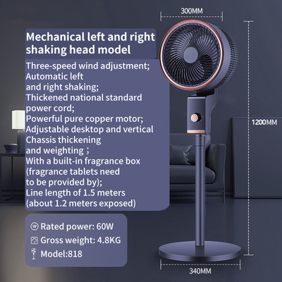 Enhanced Motor Air Circulation Fan Aroma Function 3 Speed Dual Use Tower Pedestal Fan Oscillation Desk Stand Use for Outdoor