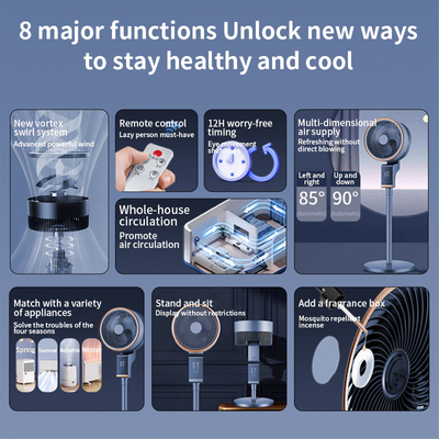 Smart Dual-Height Air Circulator & Aroma Diffuser Fan Energy Saving & Silent for Outdoor Hotel Household Use CE/UKCA Certified