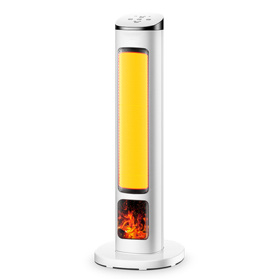 Silent Home/Office Electric Heater Energy-Saving Graphene 3D Flame Effect 3s Rapid Heating 2-Dial Control Tip-Over Heating Wire