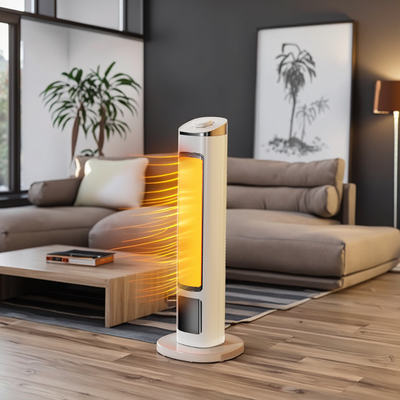 Silent Home/Office Electric Heater Energy-Saving Graphene 3D Flame Effect 3s Rapid 2-Dial Control Tip-Over Freestanding PTC
